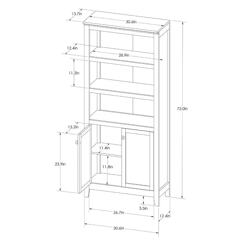 Libreria 72 Carson a 5 ripiani con ante - Threshold