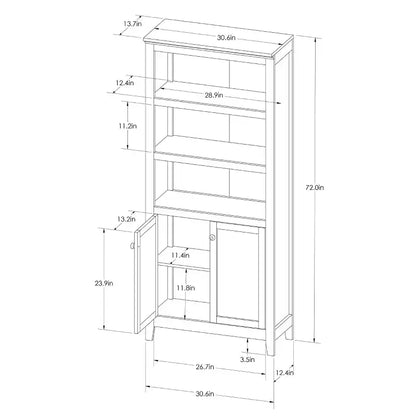 Libreria 72 Carson a 5 ripiani con ante - Threshold