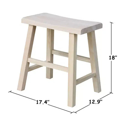 Sgabello con sedile a sella da 45 cm in legno naturale - International Concepts: Legno di para resistente, nessun montaggio richiesto
